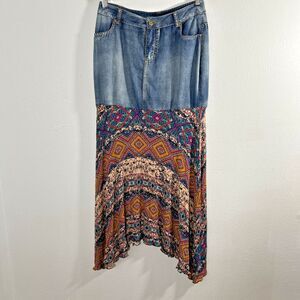 Morning Apple Midi Skirt Womome Small‎ Mixed Print Prairie Y2K Cowgirl